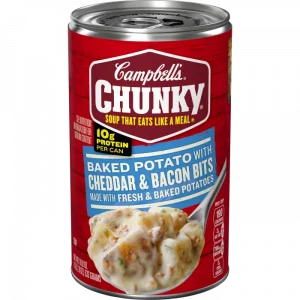 Sopa Campbell’s® Chunky® de papa al horno con queso cheddar y trocitos de tocino (Campbell’s® Chunky® Baked Potato Soup with Cheddar & Bacon)