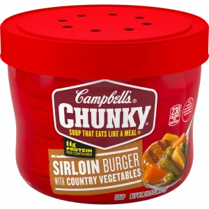 Sopa de hamburguesa de sirloin (solomillo) con vegetales de campo (Sirloin Burger with Country Vegetable Soup)