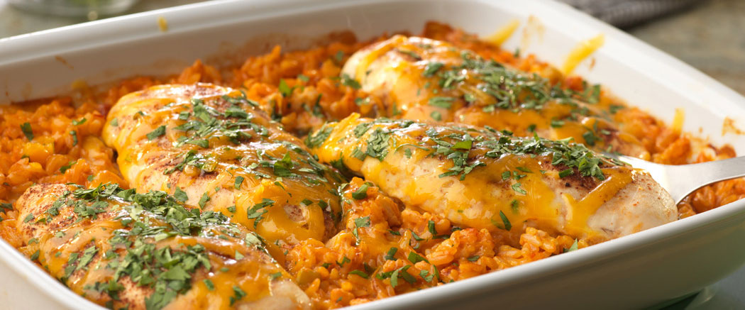 Cheesy Salsa Baked Chicken And Rice Pace Foods