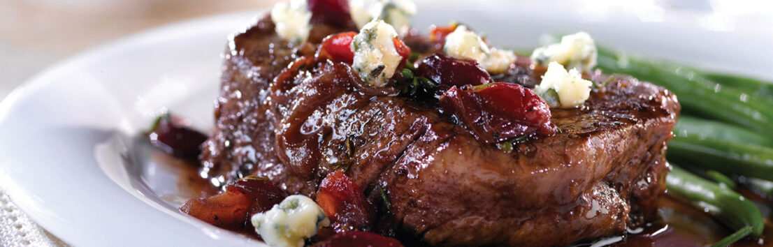 Beef Tenderloin with Cherry Port Sauce & Gorgonzola | Swanson®