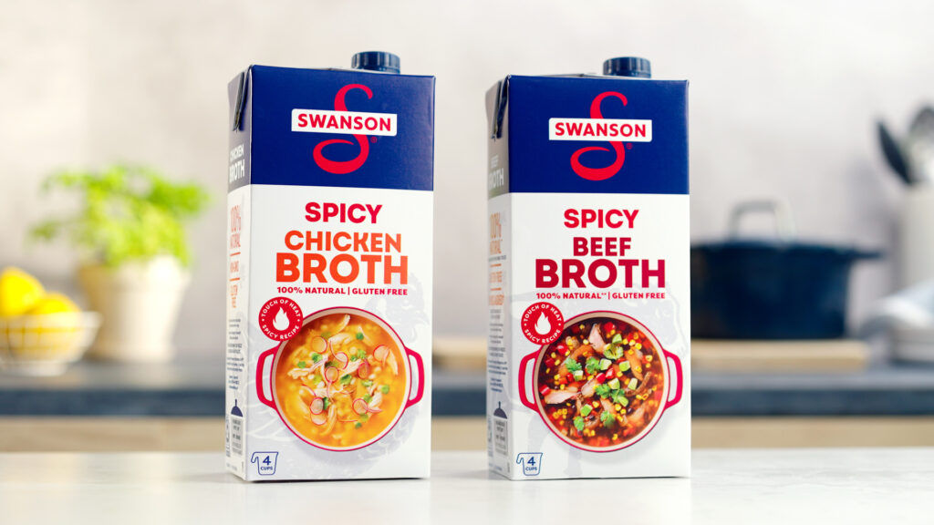 Swanson Spicy Broth product images on counter