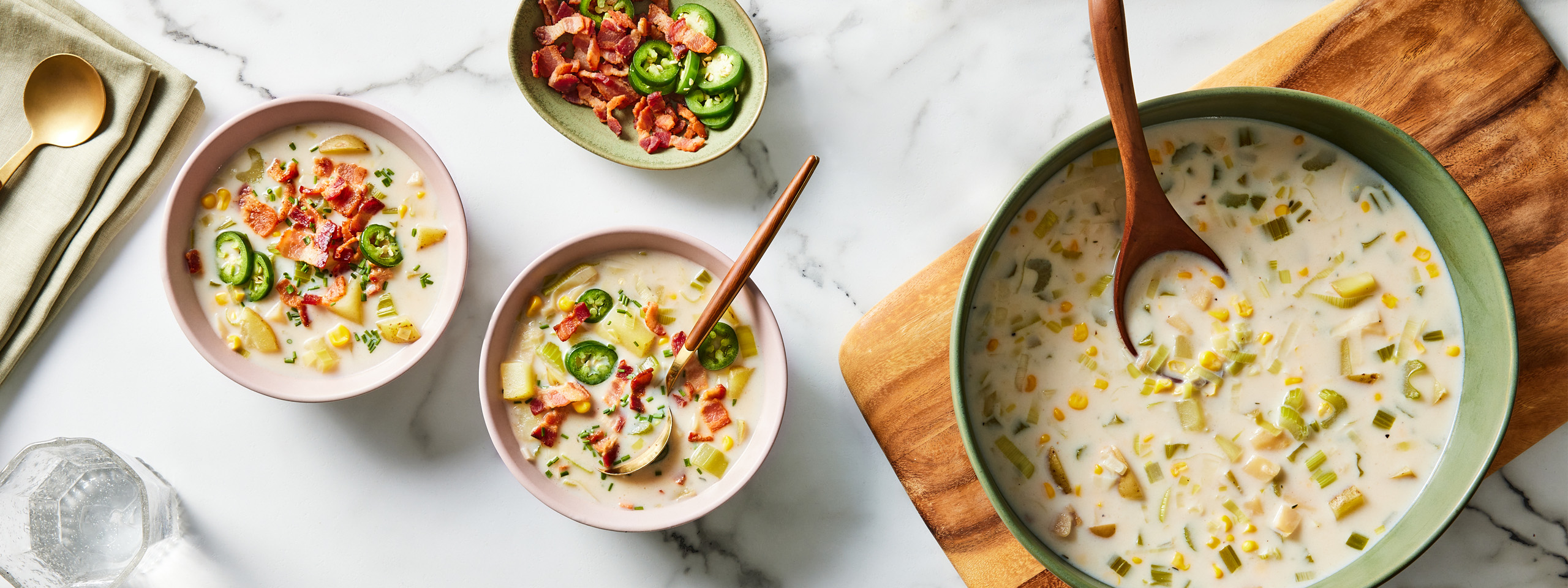 Image of Loaded Bacon Potato & Leek Chowder made with Campbell’s® Condensed Cream of Potato Soup